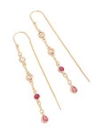 Goldair Gold Plated Pink & Clear Cubic Zirconia Thread Through Drop Earrings
