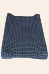 Navy Grid Washed Cotton Changing Mat Cover - Changing Mat Cover & Inner