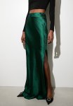 Satin Column Maxi Skirt - Emerald Green