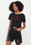 Letter Printed T-Shirt - Black