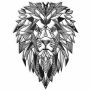 Geometric Lion Majesty - Satin Black Metal Wall Art Decor - 78X59CM