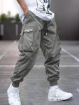 Trendy Men's Casual Cargo Pants With Pocket Men's Outfits For Spring And Autumn