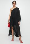 Pleated Asymmetric Trapeze Dress - Black