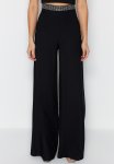 Belt Detailed Woven Trousers - Black