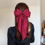 Large Silky Hair Bows For Women With Ribbon Long Hair Barrettes Big Hair Bow For Women And Bowknot Hair Clips