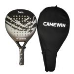 Fibre Padel Racket bat - Marble Design & Padded Carry Bag - Blue