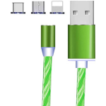 Magnetic LED USB Fast 3A Charging Cable - Green