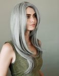 Wigs London Long Silver grey Wig In Razor Cut Face Framing Style