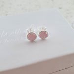 Skylar Pink 925 Sterling Silver Pink Cat Eye Earrings 7MM
