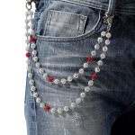 Sparkly Ceramic Beads Wallet Chain - 10MM Shiny Bohemian Purse Jean Pants Chains Keychains For Men Women Fashion Accessories Whi