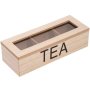 Wooden Tea Box With Clear Window 3 Compartments Tea Bags Storage Holder