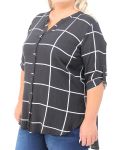 Ladies Printed Mandarin Blouse - 54 Blk wht