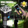 USB Rechargeable LED Flashlight With 4 Modes & Cob Side Light - Powerful Portable Torch For Outdoor Camping