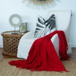 Chenille Throw - Plain Scarlet - 130 X 180 Cm