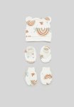 PoP Candy Printed Beanie & Mitten Set - White