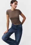 Fitted Microfibre T-Shirt - Dark Beige