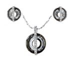 Cde Gothic Halo Necklace & Earring Set With Swarovski Crystals - Silver