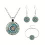 Mandala Flower Time Gemstone Necklace & Bracelet & Earrings Jewelry Set Vintage Decorations Creative Glass Pendant For Women