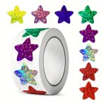 500PCS Colorful Laser Star Stickers Hand Decorated Christmas Holiday Birthday Party Gift Seal Label Stickers