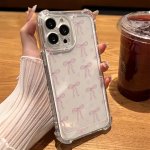 Transparent Four-cornered Anti-fall Bow Love Mobile Phone Case Suitable For IPHONE14 13PROMAX 12PRO 11 XR XSNAX XS 7 8PLUS Soft