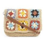 Multi Crochet Quilted Messenger Bag