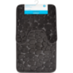Grey Embossed Foam Bathmat Set 2 Piece