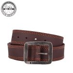 Men Double Stitch Leather Belt -brown - 3XL