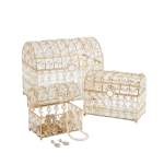 3 Piece Mirror Jewellery Box Set Gold