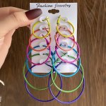 6 Pairs Candy Color Hoop Earrings Set Elegant Sexy Style Alloy Jewelry Versatile Ornament For Women Daily Casual