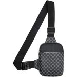 Glorixen Waterproof MINI Sling Bag For Men Genuine Leather Crossbody Chest Phone Bag For Running Travel Daily Commute Black