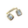 Luxury Sapphire Square Diamond Earrings With Gold Plating