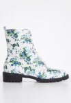 Madison Sasha Lace Up Boot - White blue Floral