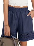 Solid Tassel Hem Loose Shorts Vacation Paper Bag Waist Summer Shorts Women's Clothing