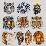 5PCS Animals Heat Transfer Stickers Lion Tiger Leopard Iron On Patches Heat Transfer Printing For Clothing Diy T-Shirt Jacket Wa