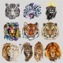 5PCS Animals Heat Transfer Stickers Lion Tiger Leopard Iron On Patches Heat Transfer Printing For Clothing Diy T-Shirt Jacket Washable Without Fading Stickers