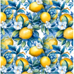 Fabric Paint Table Runner Lemon And Blue