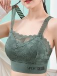 Elegant Lace Stitching Bra Comfortable Back V-neck Wireless Bra Women's Lingerie & Underwear