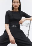 Boat-neck Jersey Top - Black