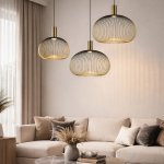 Black And Gold Wire Cage Pendant Light - Small Medium Large - Large