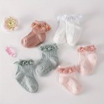 0-6 Months Baby Girls' Lace Ruffled Cute Socks: Cotton Blend Breathable Comfort For Your Little One