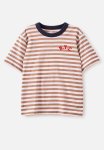 Cotton On Jonny Short Sleeve Print Tee - Taupy Brown white Stripe N.y.c