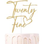 Gold Glitter Twenty Fine Cake Topper Twenty Five happy 25TH Birthday Funny 25TH Birthday Party Decorations Supplies