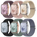 6 Pack Braided Stretchy Bands Compatible With Apple Watch Band 38MM 40MM 41MM 42MM 44MM 45MM 46MM 49MM Women Men Adjustable Nylo