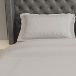 500 Thread Count Embroidered Egyptian Cotton Santorini PILLOWCASE Pair - Champagne Stitch King 50 X 90CM