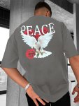Peace" Stylish Print Summer & Spring Tee For Men Casual Short Sleeve Fashion Style T-Shirt Sporty New Arrival Novelty Top For Le