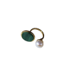 Vintage Malachite Ring Women's Pearl Adjustable Ring