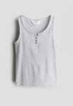 Ribbed Vest Top - Light Grey Marl