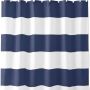 Shower Curtain 180X180NAVY Blue Shower Curtain Stripes Blue And White