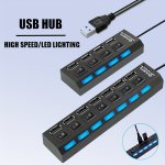 High Speed 4 7PORTS USB Splitter Hub USB Hub 2.0 Use Power Adapter USB 2.0 Multiple Expander Switch Hub Docking Stations 30CM Ca