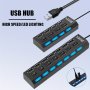 High Speed 4/7PORTS USB Splitter Hub USB Hub 2.0 Use Power Adapter USB 2.0 Multiple Expander Switch Hub Docking Stations 30CM Cable